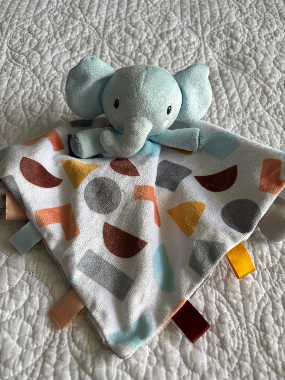 Parents Choice Plush Elephant Taggie Security Blanket Lovey Light Blue